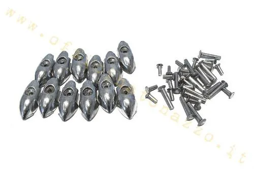 Kit CIF C00156 con puntali e ribattini per strisce pedana Vespa Sprint, Super, GT, GTR, TS, Rally, GS 160 e SS 180 compatibili.