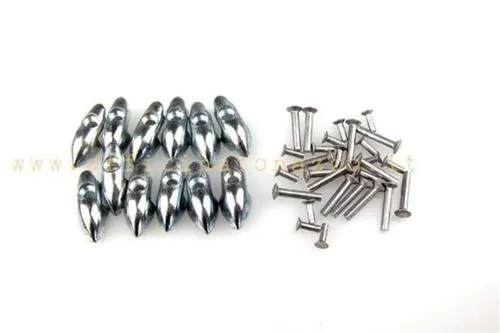 Kit CIF C00157 con puntali in metallo spazzolato e ribattini in alluminio per strisce pedana Vespa 50, 90, 125 Primavera ed ET3.