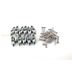 Kit CIF C00157 con puntali in metallo spazzolato e ribattini in alluminio per strisce pedana Vespa 50, 90, 125 Primavera ed ET3.