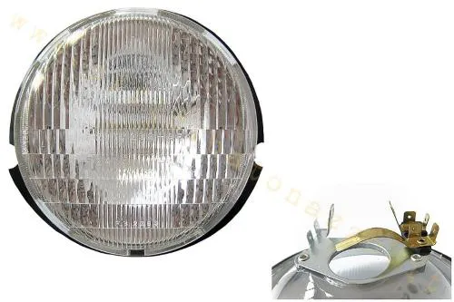 Fanale anteriore da 135 mm per Vespa PK 50 S, XL, N e Rush, con lente in plastica, sede P26s e luce di posizione a siluro.