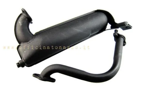 Scarico completo SITO a siluro in acciaio nero per Vespa 50 N, L, R e Special. Comprende collettore e minuteria di fissaggio.