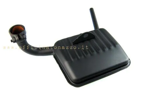 Marmitta SITO 0203 tipo originale in acciaio nero per Vespa VNA, VNB, VBA e VBB. Collettore incluso; riferimento Piaggio 87565.