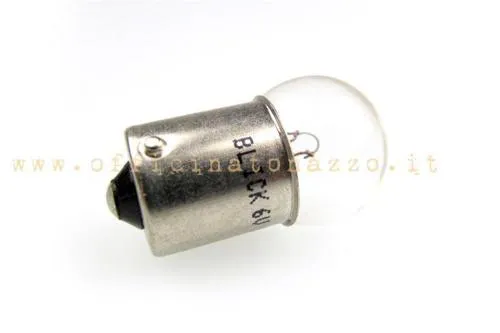 Lampadina sferica trasparente 6 V 10 W con attacco BA15s a un contatto. Verificare portalampada, tensione, potenza e funzione nel fanale.