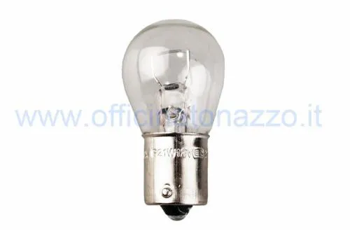 Lampada trasparente P21W 12 V 21 W con attacco BA15s a pioli paralleli, per frecce Vespa PX e T5 compatibili.