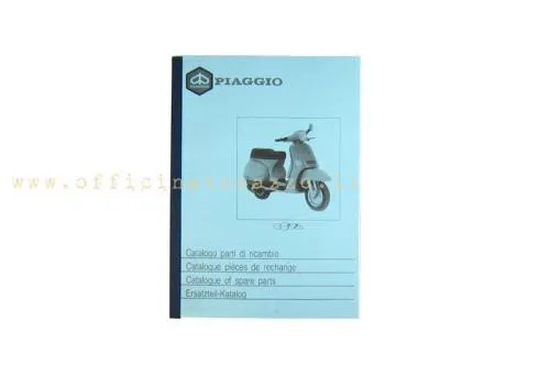 Catalogo ricambi Vespa Cosa CL e CLX 125, 150 e 200: 98 pagine con tavole esplose e numeri di parte per i telai VNR1T, VLR1T e VSR1T.