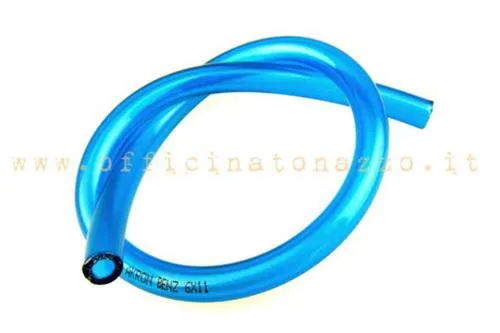 Tubo carburante blu 6x10 mm per Vespa Smallframe, lunghezza circa 50 cm. Da tagliare e posare senza pieghe tra serbatoio e carburatore.