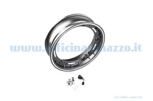 Cerchio tubeless F.A. Italia Sport 5625 in lega nero-argento 2,50×10 per Vespa 50, Primavera, ET3, PK, PX e T5.