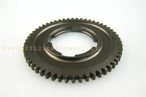 Ingranaggio CIF Z54 della seconda marcia per Vespa Smallframe a quattro velocità con crocera da 50 mm. Diametro 113,2 mm e altezza 8,9 mm.