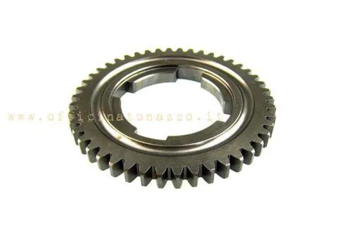 Ingranaggio quarta marcia CIF 6516 Z46 per Vespa 50 Special, Primavera ed ET3 con crociera da 50 mm. Diametro 97 mm; verificare le quote.