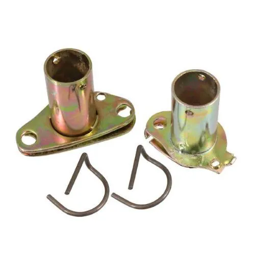 Coppia carrucole metalliche Ricambio Rapido per i comandi gas e cambio Vespa, con tubi da 24 mm e giunzione interna al corpo faro.