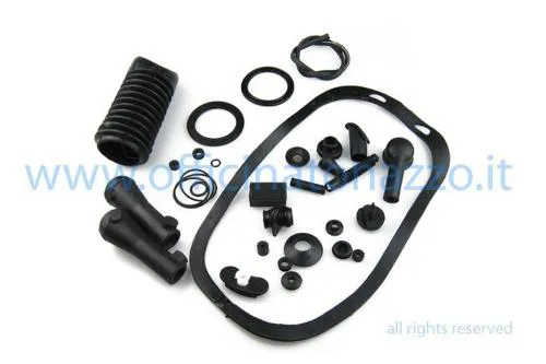 Kit da 32 parti in gomma per Vespa VNB, VBA, VBB e VLB compatibili. Confrontare serie, anno e contenuto prima del restauro.