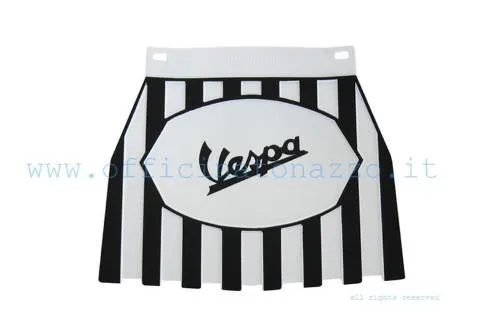 Paraspruzzi posteriore Parimor 133SS modello Europa in gomma bianco/nera con scritta Vespa nera, per Vespa d'epoca compatibili.