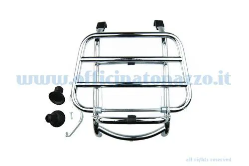 Portapacchi anteriore ribaltabile F.A. Italia A9062 cromato, per Vespa GT, GTS, GTS Super e GTV 125-300 fino al 2018.