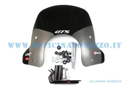 Faco new design smoked windscreen complete with brackets for Vespa GTS 125-250-300