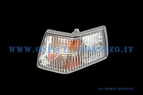 Rear right turn signal, white with chrome edges, for Vespa PX - T5