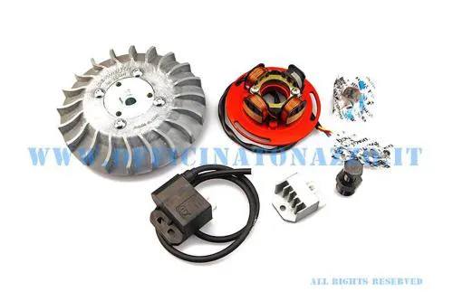 Parmakit variable advance ignition cone 20 - 2.2 kg with flywheel machined from solid for Vespa PX 125/150/200 - PE200 - Rally 200 with Ducati ignition (grey fan)