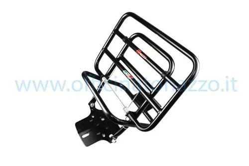 Portapacchi FACO 0228 nero con ribaltina per Vespa 50 N, L, R e Special, 125 Primavera ed ET3. Struttura in ferro Made in Italy.