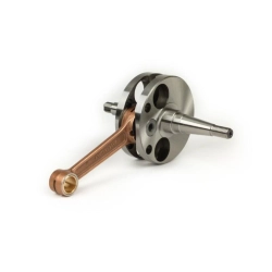 Albero motore Mazzucchelli tipo originale, corsa 54 mm e cono 17 mm, per Vespa 125 VM2, VN1 e VN2. Sedi cuscinetti 25 mm e paraoli 20 mm.