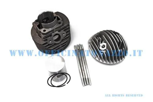 Polini Racing 140.0050/R in ghisa: alesaggio 57 mm, corsa 51 mm, sette travasi e testa Racing per Vespa Primavera, ET3, PK 125, ETS e XL.