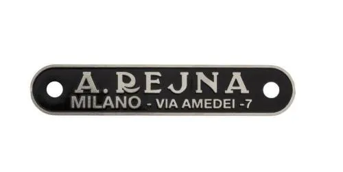 Targhetta "A.REJNA" colore nero per sella