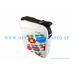 Borsa tracolla Vespa con protezione pc interna, colore bianco con mele