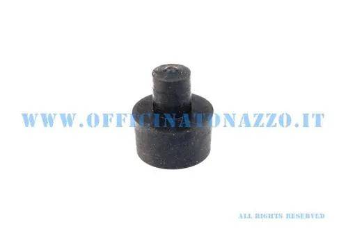 Tampone superiore in gomma per l'arresto del braccio motore sul telaio Vespa Wideframe: altezza 17 mm, Ø25,5 mm e perno Ø12 mm.