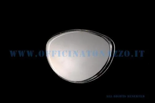 Lente ovale in plexiglas 60×82 mm per contachilometri Vespa con corpo metallico e cornice cromata compatibili.