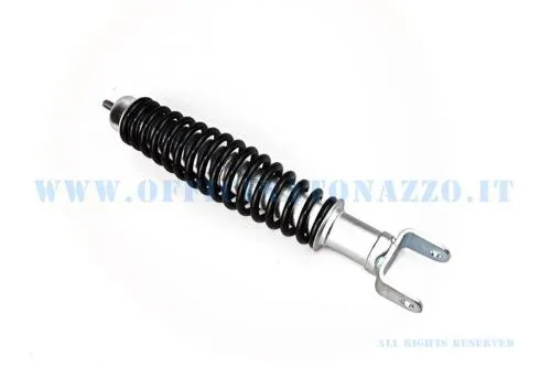 Ammortizzatore posteriore Carbone 6314-Z a doppio effetto, corpo zincato e molla nera, per Vespa classiche con attacchi compatibili.