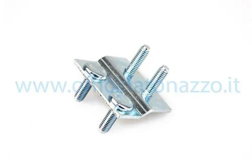Staffa supporto centralina Olympia 72141S per Vespa 125 Primavera ET3 VMB1T, completa di dadi e gommini per il fissaggio elastico dell'unità.