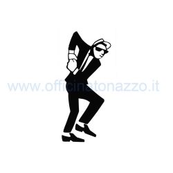 Adesivo decorativo 2-Tone SKA Dancer nero e bianco, lungo 160 mm e alto circa 70 mm, per superfici lisce e pulite di scooter e accessori.