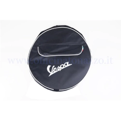 Black spare wheel cover with Vespa lettering and document holder pocket for 8" rim