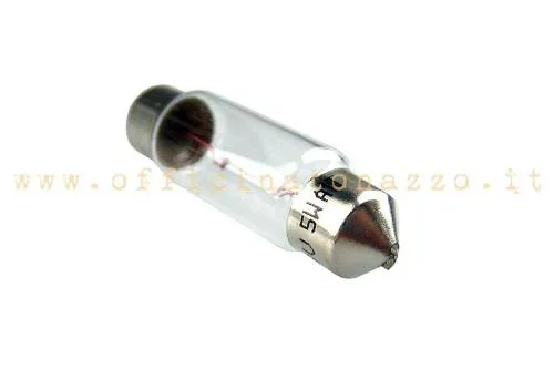 Lampadina a incandescenza S7 a siluro, 6 V 3 W e dimensioni 8x30 mm. Per spie e portalampada Vespa compatibili.