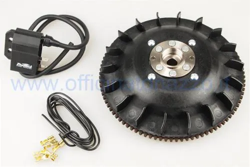 Encendido Pinasco Flytech de avance variable con cono 20 peso 1,6 Vespa PX - PE (ventilador negro) con anillo para arranque eléctrico