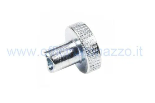 Registro Olympia 62104 M5x0,8 con barilotto per il cavo freno anteriore di Vespa PX Arcobaleno e T5. Verificare supporto e trasmissione.