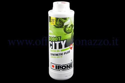 Olio IPONE Scoot City 2T alla fragola, base sintetica, 1 litro, per scooter e ciclomotori con miscelatore separato. JASO FD/API TC.