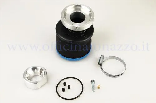 Kit filtro aria Polini 203.0152 con spugna lavabile, flangia e cornetto in alluminio per carburatore SI 24/24 E Vespa 200 PE, PX e Cosa.