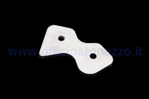 Piastrina superiore zincata per il supporto delle guaine nel manubrio Vespa ET3. MPN PREMIUM1124003; verificare fori e orientamento.