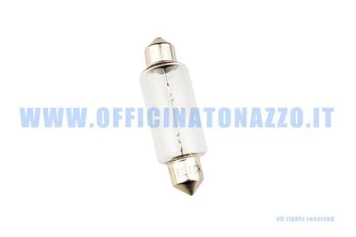 Lampada tubolare a siluro 12 V 15 W, misura 45x14 mm, per Vespa e Piaggio con portalampada compatibile e impianto convertito a 12 V.