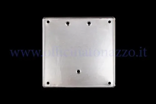 Portatarga AC0095 in ferro grezzo per Vespa d'epoca: piastra 170×170 mm per targa quadrata 165×165 mm e attacco al telaio con tre fori.