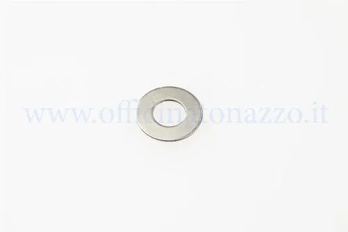Rondella piana inferiore CIF 5024 per perno leva freno o frizione Vespa. Misura 14x6,6x0,6 mm; riferimento Piaggio 097734 comparativo.