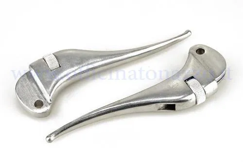 Leve SIP frizione e freno in alluminio lucidato, a punta, 2 pezzi. Registro cavo da 15 mm per Vespa classiche; su PK serve adattamento.