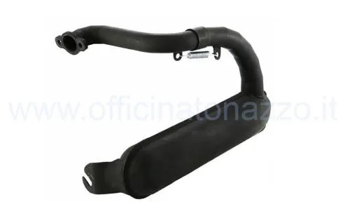 SIP Road Banana 24168000 per Vespa 90-125, Primavera ed ET3: acciaio nero, uscita sinistra, collettore incluso e interasse scarico 52-56 mm.