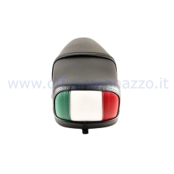 Sella biposto a molle nera, senza serratura e con bandiera italiana, per Vespa 50 R, 50 Special, Primavera 125 ed ET3.