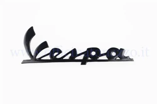 Placa delantera «Vespa» negra con 2 clavijas (distancia entre agujeros 106 mm)