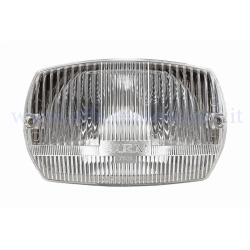 Fanale SIEM rettangolare completo per Vespa 50 Special ed Elestart, con portalampada, cornici, supporto, molle e viti di fissaggio.