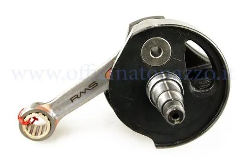 Albero RMS 100030310 anticipato: corsa 51, biella 97, cono volano 20 e spinotto 15 mm per Vespa PK compatibili con aspirazione a valvola.