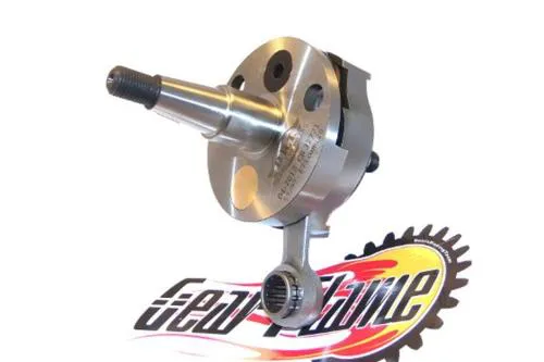 Albero motore DRT anticipato corsa 53, biella 97, cono 20, sede cuscinetto Ø25 ETS e spalla piena Ø86 per Vespa Smallframe a valvola.