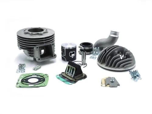 Parmakit 130cc ECV cylinder Ø57 in aluminium, cylinder suction Ø25, side spark plug for Vespa Primavera - ET3