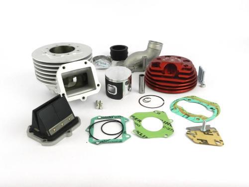 Cilindro Parmakit 135cc SP W-Force Ø58 biella 97 in alluminio aspirazione lamellare al cilindro Ø30 candela laterale con testa ricavata dal pieno per Vespa Primavera - ET3