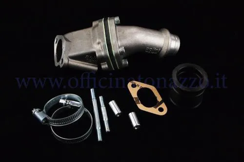 Collettore Polini 215.0118 da 24 mm per CP 24, attacco carter a 2 fori e innesto elastico da 28,5 mm, per Vespa 50 Special, Primavera ed ET3.